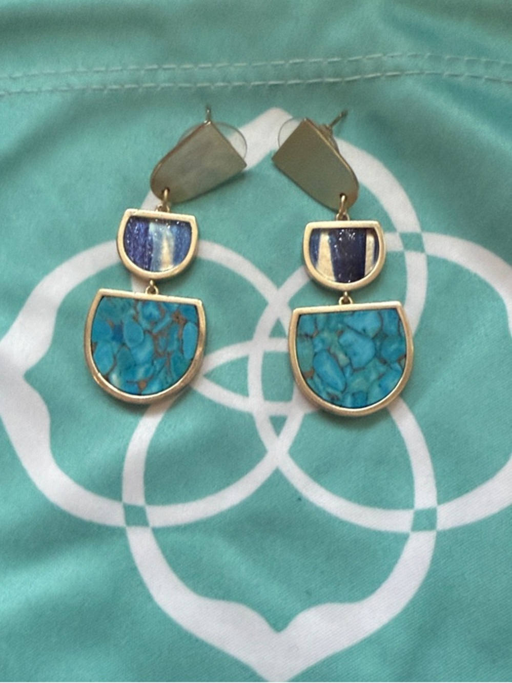 Kendra Scott Gold-Tone Turquoise & Navy Drop Earrings